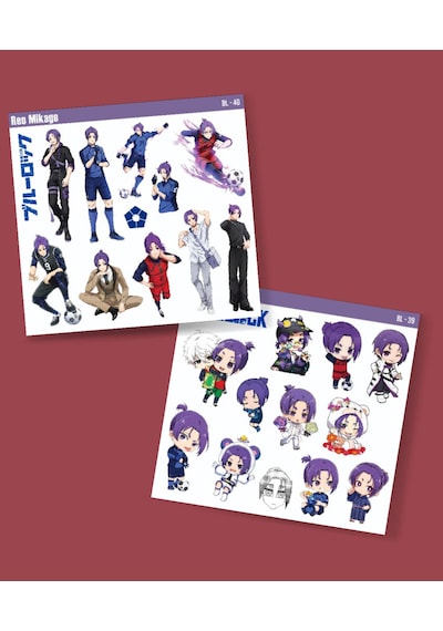 Reo Mikage-bluelock-parlak Kağıt -2li Sticker Set-futbol Telefon Süsleme Anime Blue Lock Lila