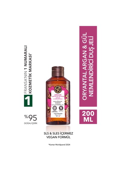 Yves Rocher Duş Jeli - Nemlendirici Oryantal Argan Ve Gül - Sls,sles İçermez,vegan-200ml Diğer