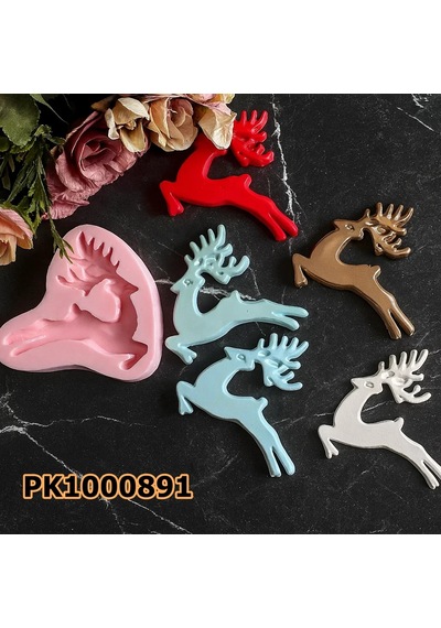 Pk1000891 - Silikon Kalıp Mum Kalıbı - Yılbaşı Geyik
