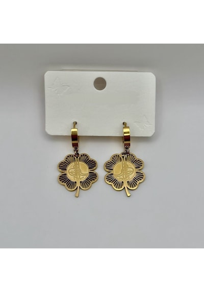 Arnes Jewelry Çelik Yonca Tuğralı Küpe Ar144nes Gold