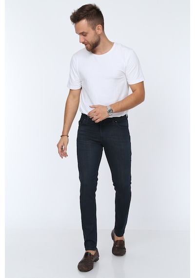 Digital Jeans Erkek Slim Fit Dar Kesim Dar Paça Kot Pantol Lacivert Açık Gri