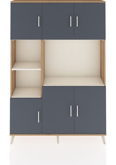 Arges Dolap 9 Raflı 6 Kapaklı 132x30x195 Çam-antrasit/aytaşı Çam