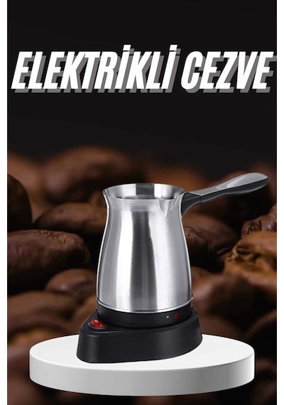 Paslanmaz - 448 - Çelik Türk Kahvesi Makinesi 6 Fincan Kpasiteli - Shopgpt - Elektrikli Cezve
