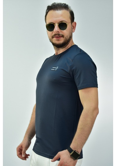 Escetic Erkek Koyu Gri Slim Fit T-Shirt-3287 Koyu Gri