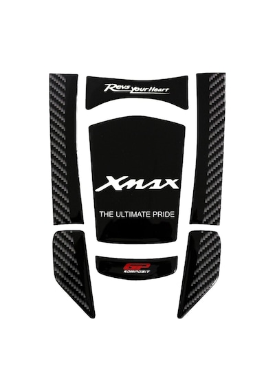 GP Kompozit Yamaha XMAX 2018-2022 Uyumlu Tank Pad Seti Siyah-Karbon