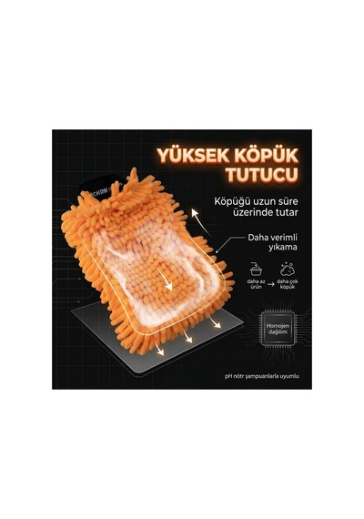 Mikrofiber Çift Taraflı Oto Yıkama Eldiveni Çizmez Yüksek Köpük Tutucu Schön Weiter