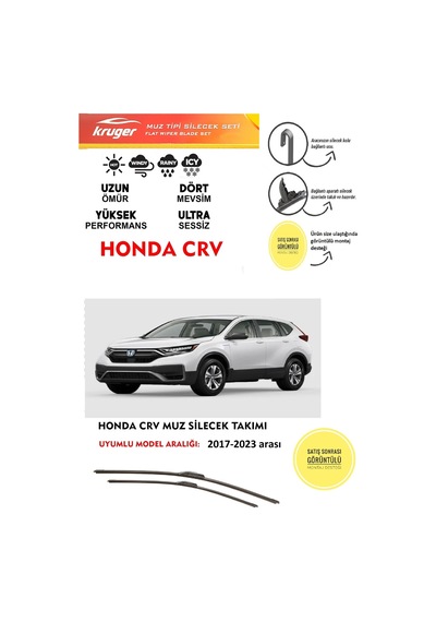 Honda Cr-v Ön Muz Silecek Silgi Silgeç Takımı 2016 Model Araca Özel Aparatsız Direk Montaj