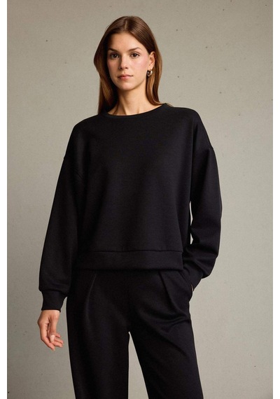 Defacto Bisiklet Yaka Modal Sweatshirt G2913ax25aubk81 Siyah