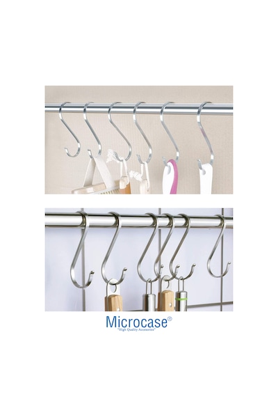 Microcase 9cm Paslanmaz Çelik S Kanca Seti Çok Amaçlı Mutfak Banyo Gardrop Askısı Düzenleyici Ev Organizeri 2 Adet -al5880 Gümüş