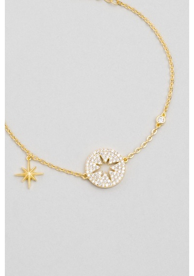 So Chic Kuzey Yıldızı 18 Ayar Sarı Altın Kaplama 19 Cm Gümüş Minimal Bileklik