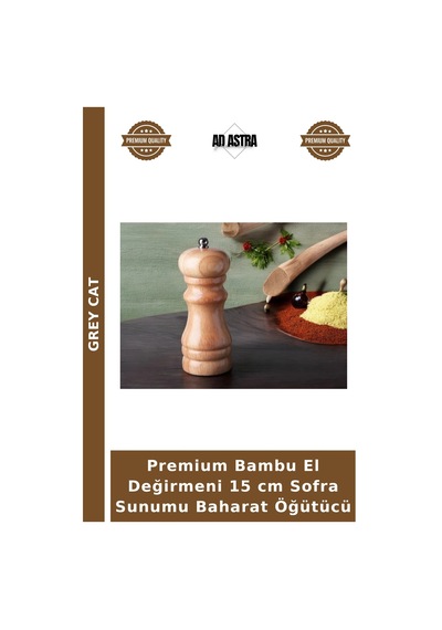 Premium Bambu El Değirmeni 15 Cm Sofra Sunumu Baharat Öğütücü Çok Renkli