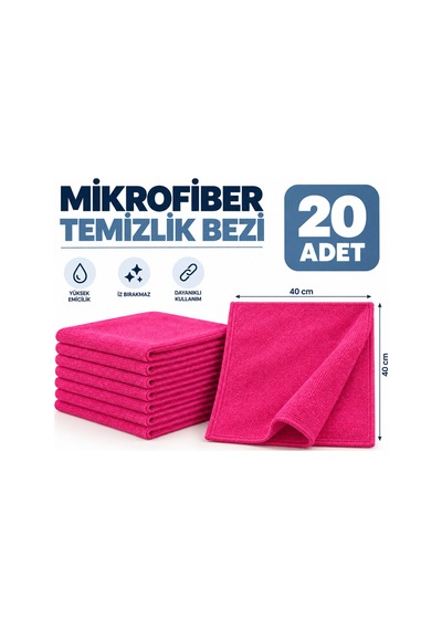 Temizlik Bezi Mikrofiber 40 40 Pembe 20 Adet - 920958406 Diğer