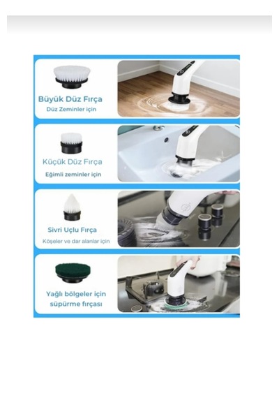 Safestore 9 İn 1 Elektrikli Temizleme Aleti Fırçası Elektrikli Sıkma Temizleme Scrubber 9 Farklı Başlık
