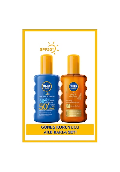 Nivea Kids 5'i 1 Arada Güneş Kremi SPF50+ 200 ML + Bronzlaştırıcı Güneş Yağı 200 ML