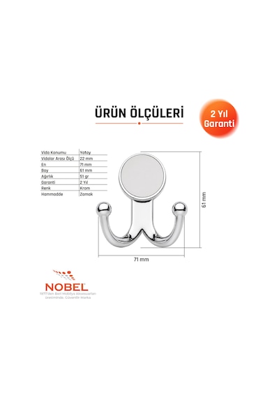 Mi Sket Askı, Metal Vestiyer Askısı, Krom , Duvar Ve Dolap Askılığı 5'li Set Vidalı