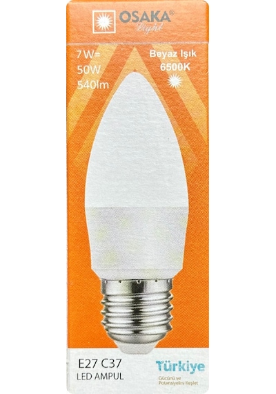2 Adet Osaka 7w 50w 6500k Beyaz Işık E27 Duylu Kalın Duy Mum Led Ampul