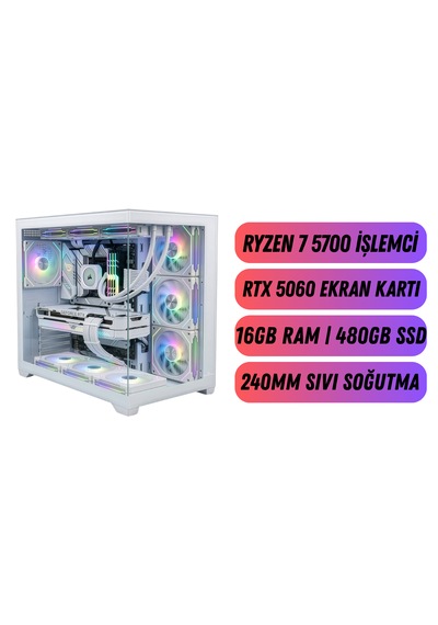 Ramtech RMT-N11F-13 R7 5700 16 GB 480 GB SSD RTX5060 Masaüstü Oyuncu Bilgisayarı