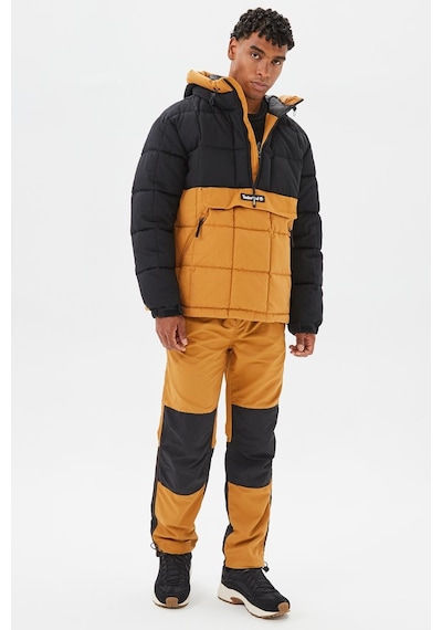 Timberland Progressive Utility Pullover Puffer Erkek 1/2 Fermuarlı Kapüşonlu Şişme Mont Taba-siyah Taba