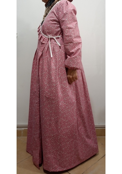 Pembe Ve Gri Çiçekli Namaz Elbisesi Pembe Çiçekli