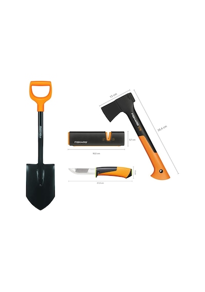 Fiskars Solid Kürek + Xs-x7 Balta + Ağır İş Bıçağı + Balta Ve Bıçak Bileyici