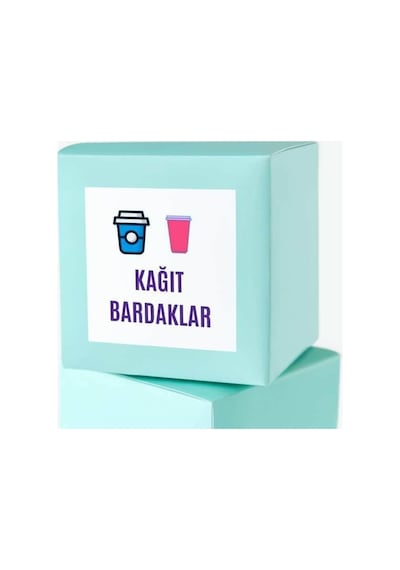 Kağıt Bardak Temalı Özel Seri Etiket Kare Mat Sticker Thank You Serisi 4.5 Cm 40 Adet Çok Renkli