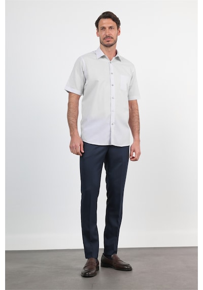 İmza Lila Sert Yaka Kısa Kol Cepli Comfort Fit Pamuklu Gömlek 1004260258