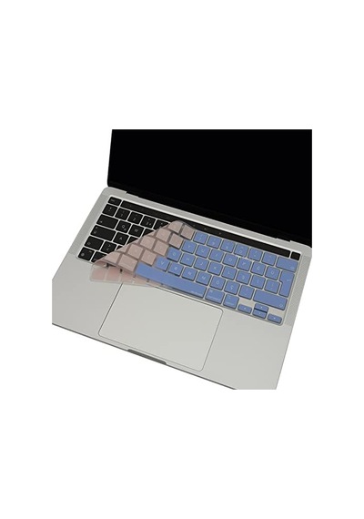 Macbook Pro Türkçe Q Klavye Koruyucu A2338 M1 M2 A2251 A2289 A2141 Uyumlu Ters L Enter Silikon Keyboard Cover Touch Bar 13 İnç 16 İnç Mavi Pembe