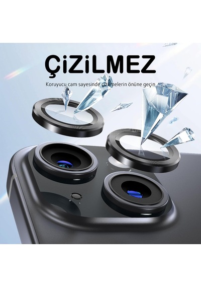 İphone 13 / 13 Mini Uyumlu Safir Lens Çizilmez Dayanıklı Kamera Koruyucu