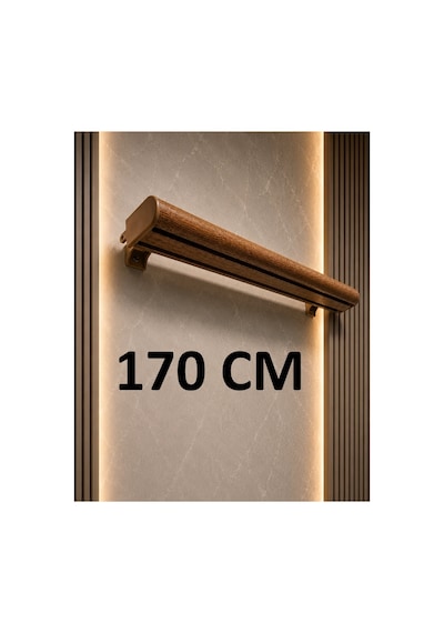 Meşe Dekoratif Ray 2 Kanallı Dekoratif Ahşap Desenli Metal Perde Kornişi Meşedeko170cm - 849479350 Meşedeko170cm