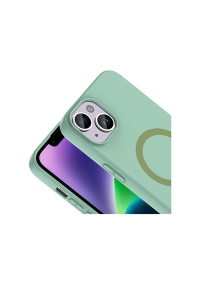 Apple iPhone Uyumlu 14 Kılıf M-safe Şarj Özellikli Zore Aris Silikon Kapak - Turkuaz