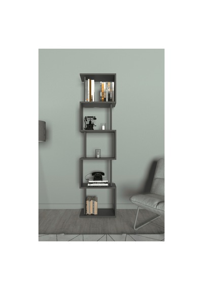 Lavellan Riva Labirent Kitaplık 5 Raflı Modern Dekoratif Kitaplık Ünitesi Antrasit Gri Lavellan Riva Labirent Kitaplık 5 Raflı Modern Dekoratif Kitaplık Ünitesi Antrasit Gri