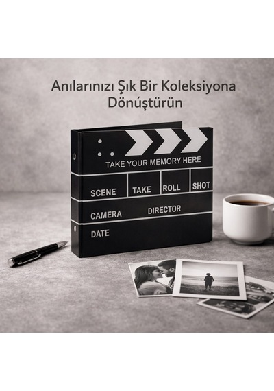 Klaket Fotoğraf Albümü Anı Defteri Scrapbook Film Tasarımlı Albüm Sevgiliye Özel Gün