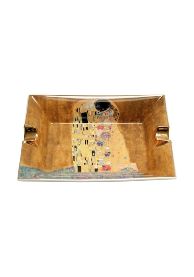 Parmida Gold Şeritli Love Design İkili Porselen Puro Küllüğü - Tr9714