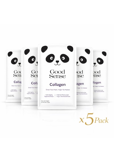 5 Li Panda Kolajen Kağıt Yüz Maskesi Yoğun Nemlendirici Anti Aging Cilt Bakım Seti