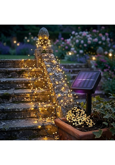 22 Metre Güneş Enerjili Led-bahçe,balkon Ve Dekorasyon İçin Su Geçirmez Solar Led Işık Zinciri 8 Mod 1 Adet