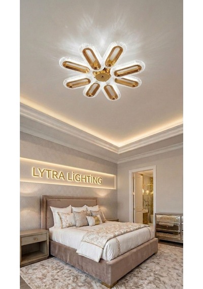 Eclipse Model 8'li Gümüş 3 Renk Modu Ledli Tavana Sıfır Salon Mutfak Çocuk Yatak Odası Led Avize Altın