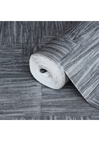 Adawall Muse Koleksiyonu- 25101-6 Antrasit Dokulu Silinebilir Nonwoven Vinil Duvar Kağıdı 1.06x15.6m - 16.5m² Siyah