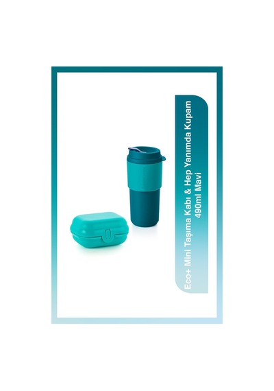 Tupperware Eco+ Mini Taşıma Kabı & Hep Yanımda Kupam 490ml Mavi