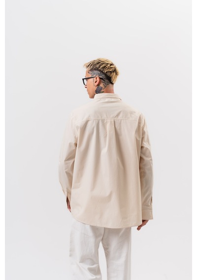 Respire Erkek Poplin Oversize Gömlek Bej