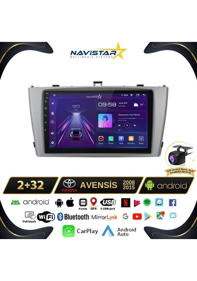 Toyota Avensis 2008-2015 Model 2+32gb Android 13 Kablosuz Carpla