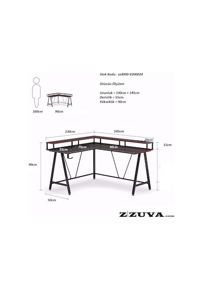 Zizuva Zizuva L Köşe Şekilli Ev Ofis Oyuncu Gaming Yayıncı Monitör Raflı