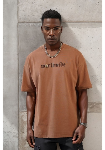 Balenbi Unisex Bisiklet Yaka Oversize Kalıp Penye Tişört 1004 Taba Balenbi Unisex Bisiklet Yaka Oversize Kalıp Penye Tişört 1004 Taba