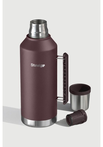 Stevig 1 Camper Klasik Kulplu Sızdırmaz Çelik Termos 2.2 Lt Dark Plum Bordo