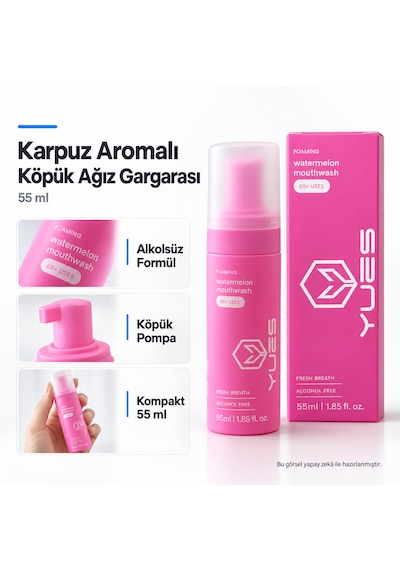 Yues Karpuz Aromalı Köpük Ağız Gargarası Alkolsüz 55 Ml