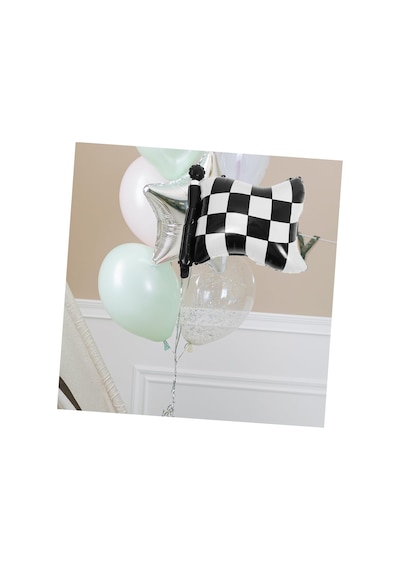 Damalı Bayrak Folyo Balon 60x54cm Siyah Beyaz