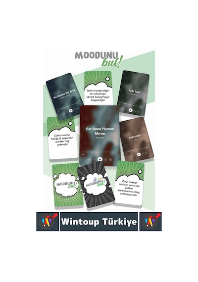 Eğlenceli Genç Yetişkin Arkadaş Müzik Oyunu Moodunu Bul Mini-lyric Vibe Oyun Kartları 45 Kart