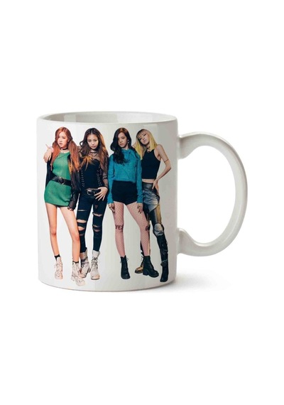 Black Pink 5 Porselen Kupa Bardak Beyaz