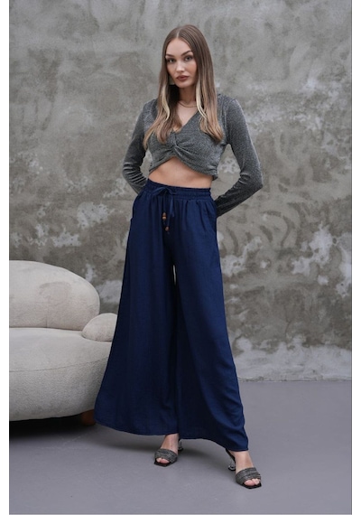 Rawea Kadın Modal Kumaş Etek Pantolon - Oversize & Geniş Paça Mavi
