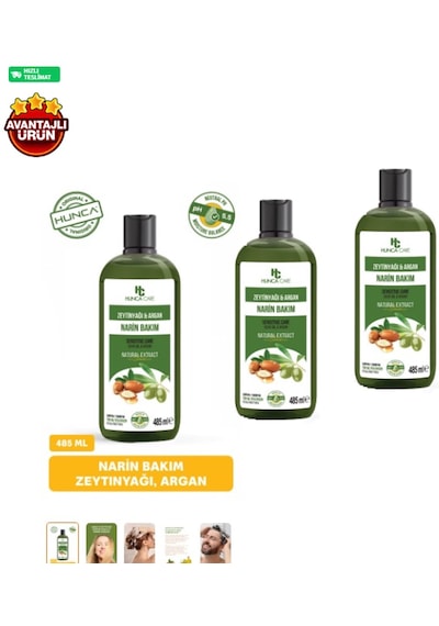 Zeytinyağı & Argan Özlü Şampuan, Saç Dökülmesine Karşı Yardımcı 485 Ml 3 Lü Set Tüm Saç Tipleri