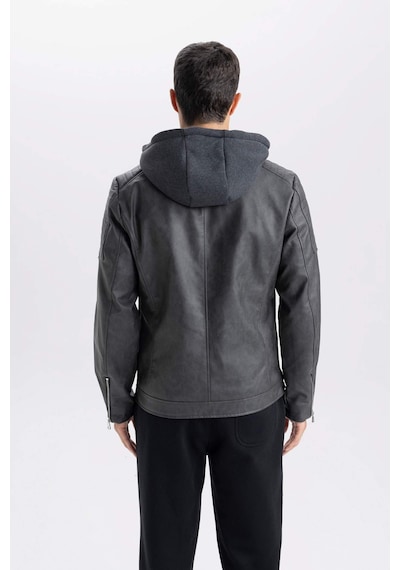 DeFacto Slim Fit Suni Deri Mont Dar Kesim Kapüşonlu Fermuarlı R2523AZ25SPAR110